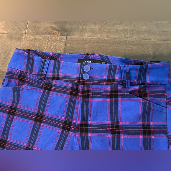 Vibrant Blue Plaid Trousers - Picture 3 of 5